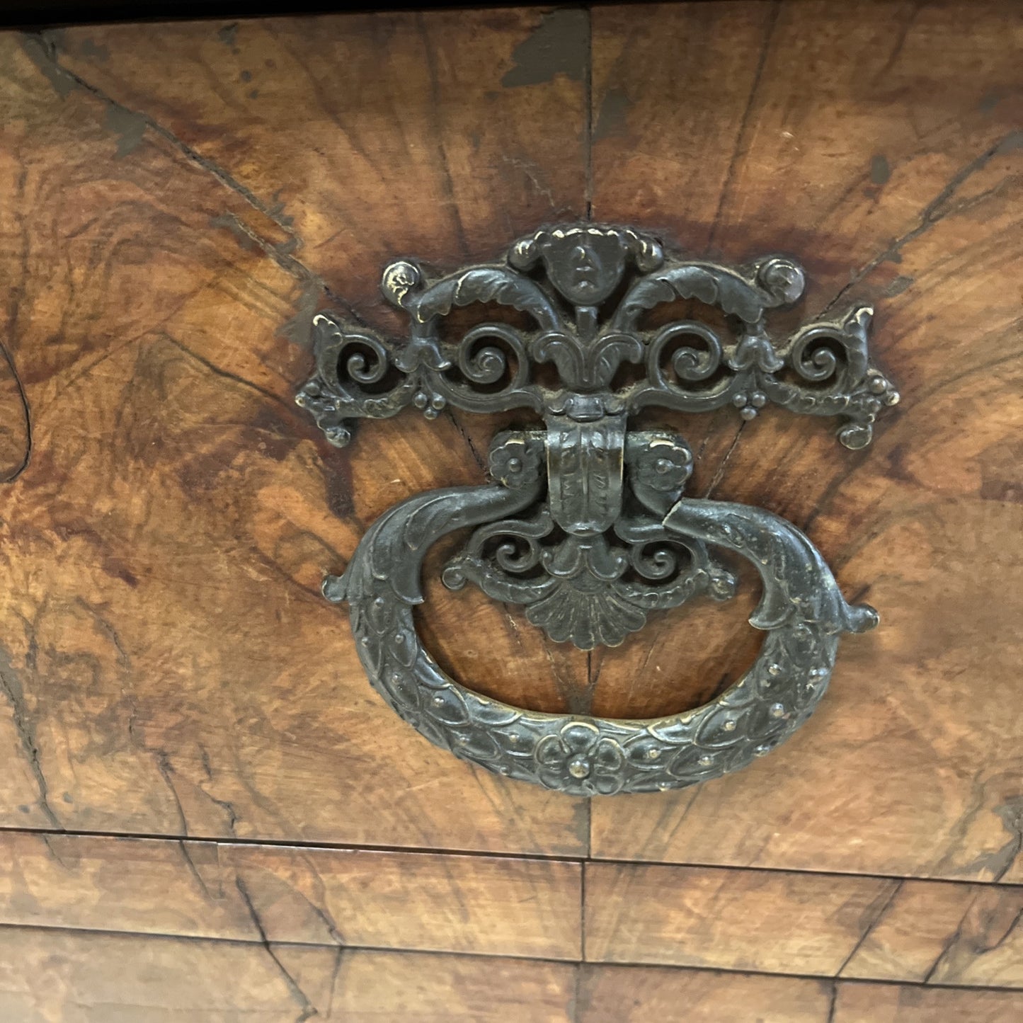 ANTIQUE FRENCH LOUIS PHILIPPE PERIOD MARBLE-TOP BURLED WALNUT COMMODE CHEST