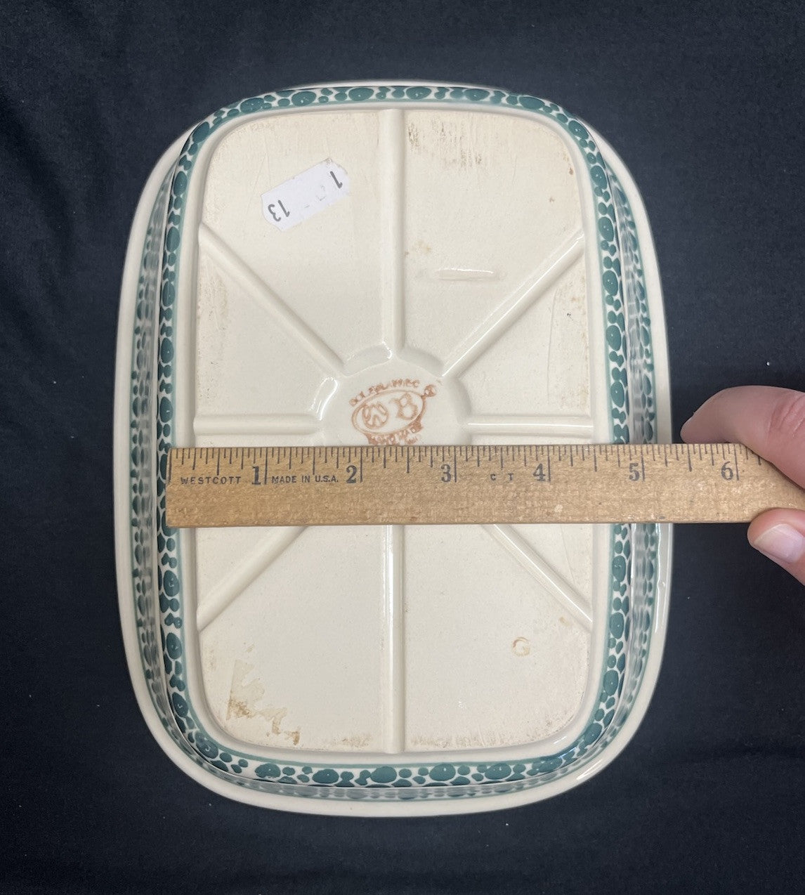 Boleslawiec Polish Pottery Rectangular Baker; BOW92 Pattern; 10 in x 7.5 in