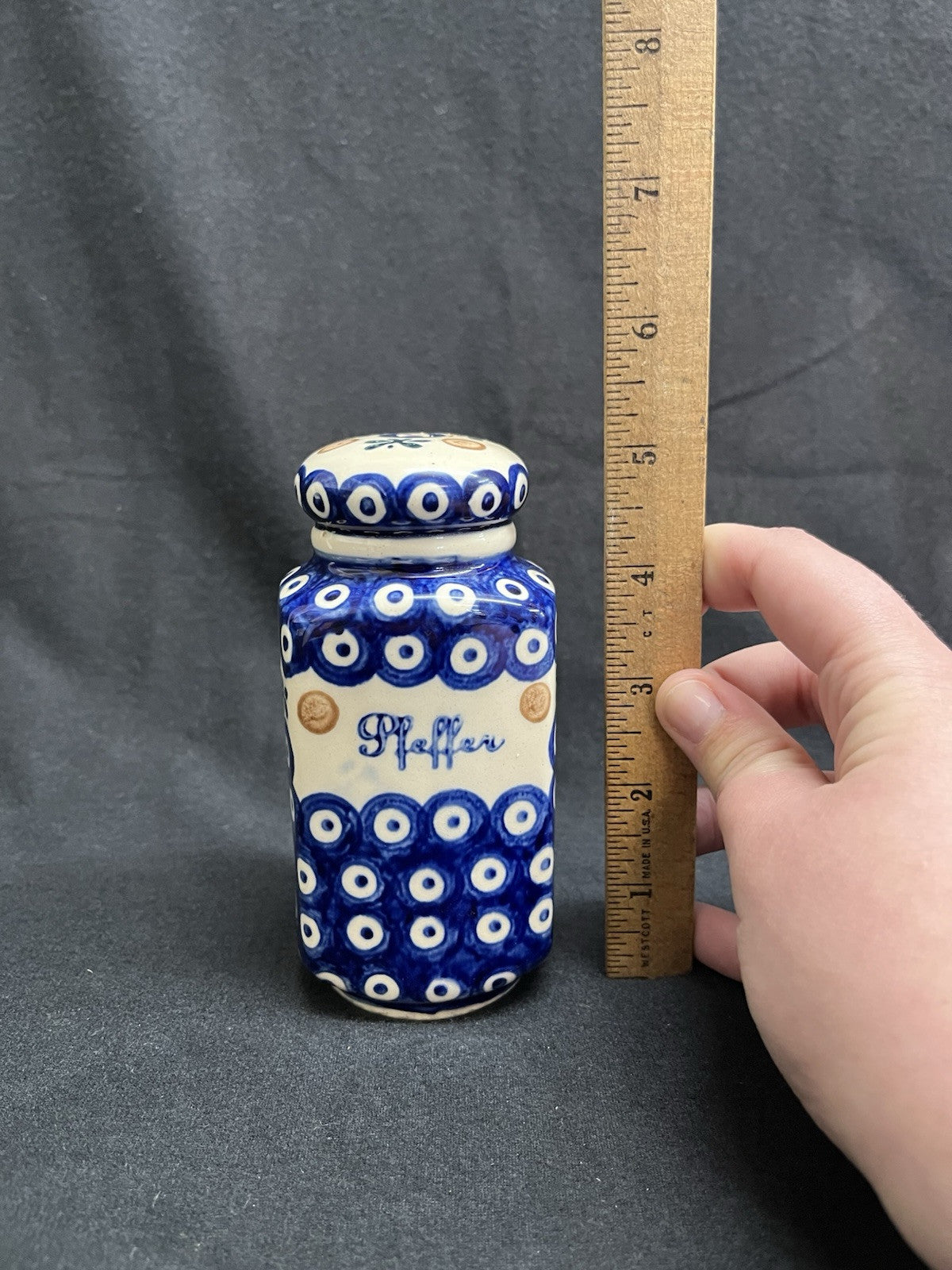 Boleslawiec Polish Pottery Pepper Shaker, Nature Pattern