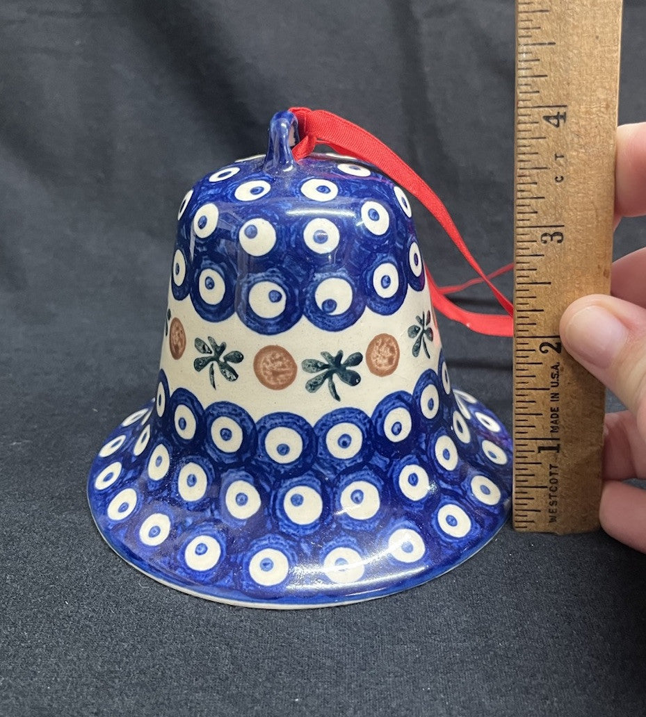 Boleslawiec Polish Pottery Bell Ornament, Nature Pattern