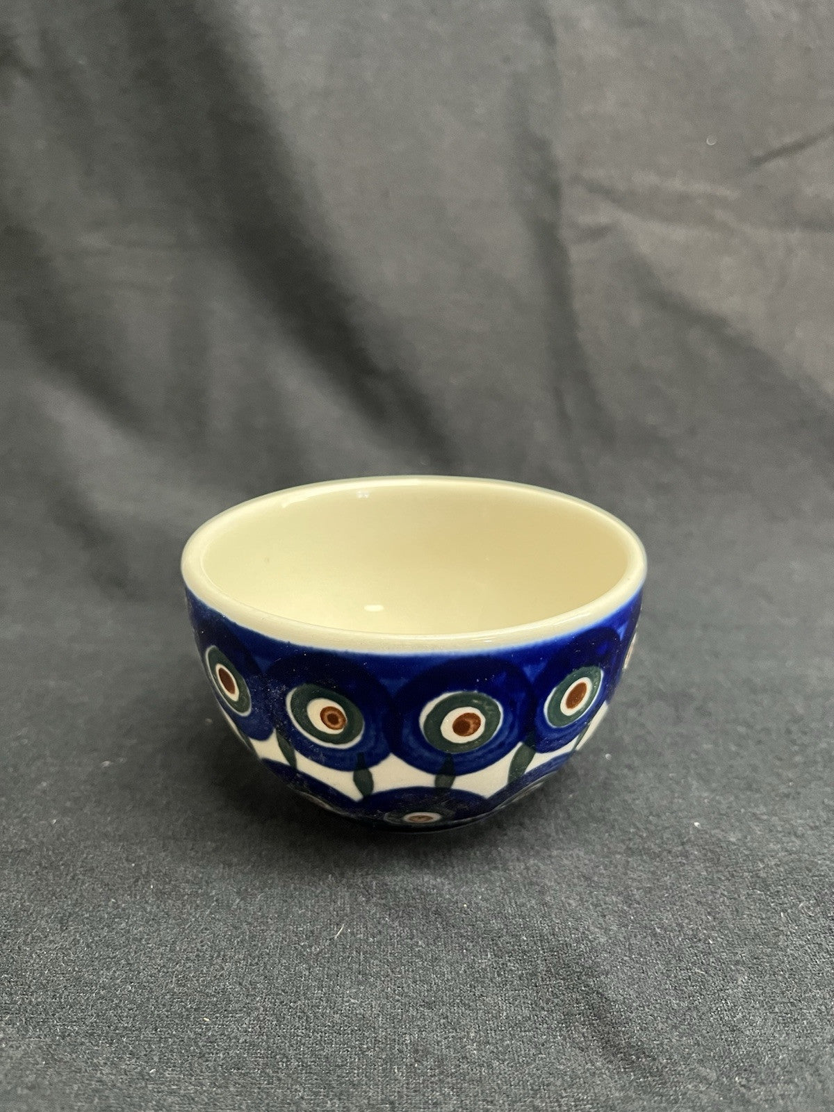 Boleslawiec Polish Pottery Cup and Saucer, Peacock Pattern