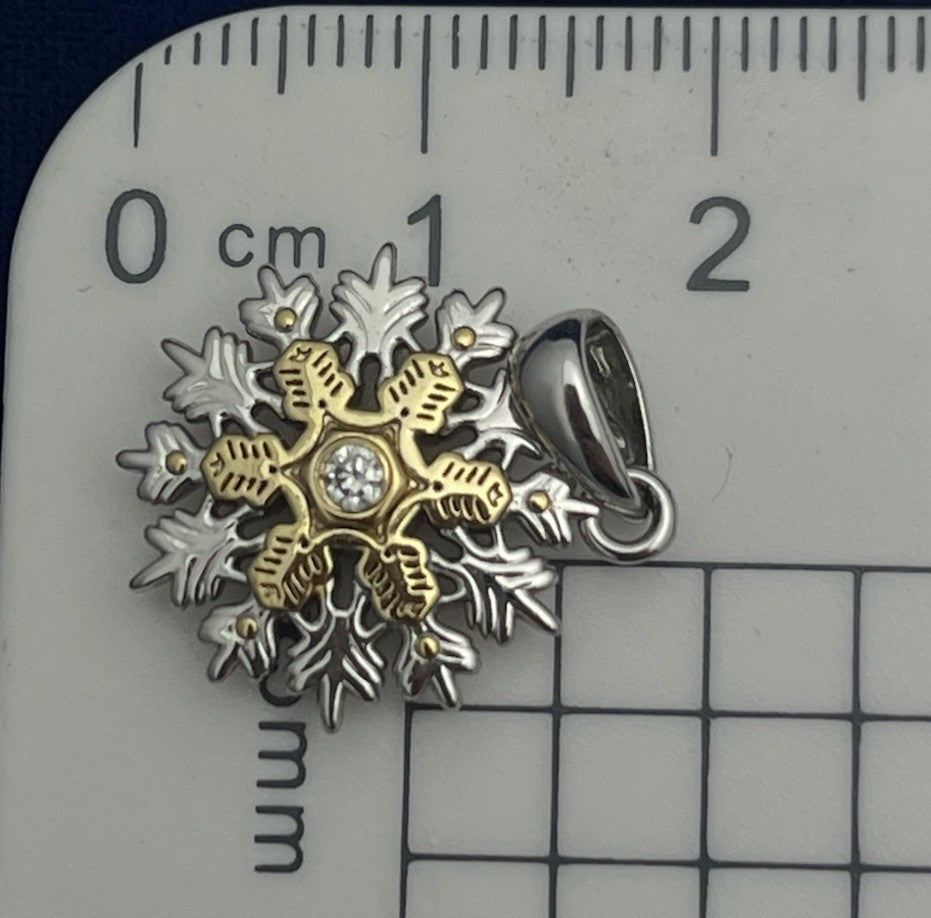 Hallmark Rhodium & Gold Plating Snowflake Pendant