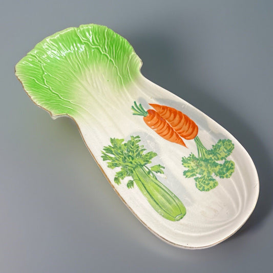 Vintage Porcelain Celery Carrot Dish colorful retro 11''x5'' from 1950's