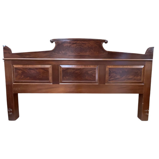 Double Queen Size Custom Paneled Crotch Mahogany Headboard FS7